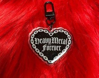 Heavy Metal Forever - hartsleutelhanger - acrylglittersleutelhanger, cadeaus voor haar, cadeaus voor hen, gotisch cadeau