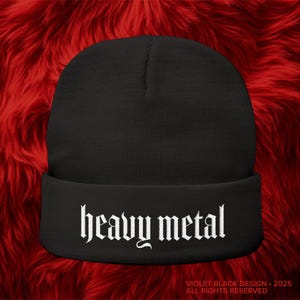 HEAVY METAL Embroidered Beanie | Musician Gift, Goth Gifts, Metalcore, Black Beanie, Metalhead Apparel, Sexy Goth, Emo beanie