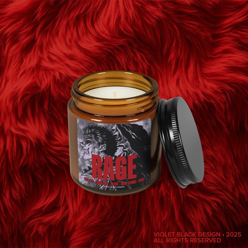 Anime Inspired Candle, Black Swordsman, Berserk, Goth Candles, Gift for Him, Gift for Her, Emo Candle, Anti Valentines image 2