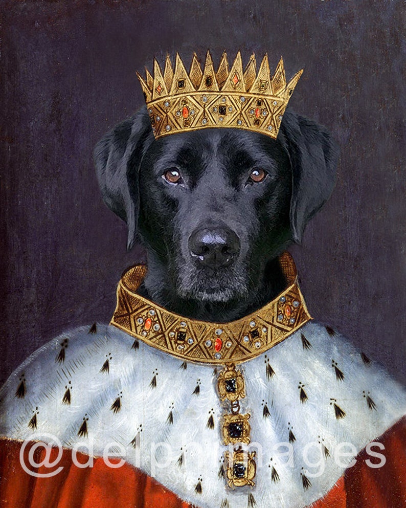 Dog portrait Custom pet portrait as king Personalized Etsy