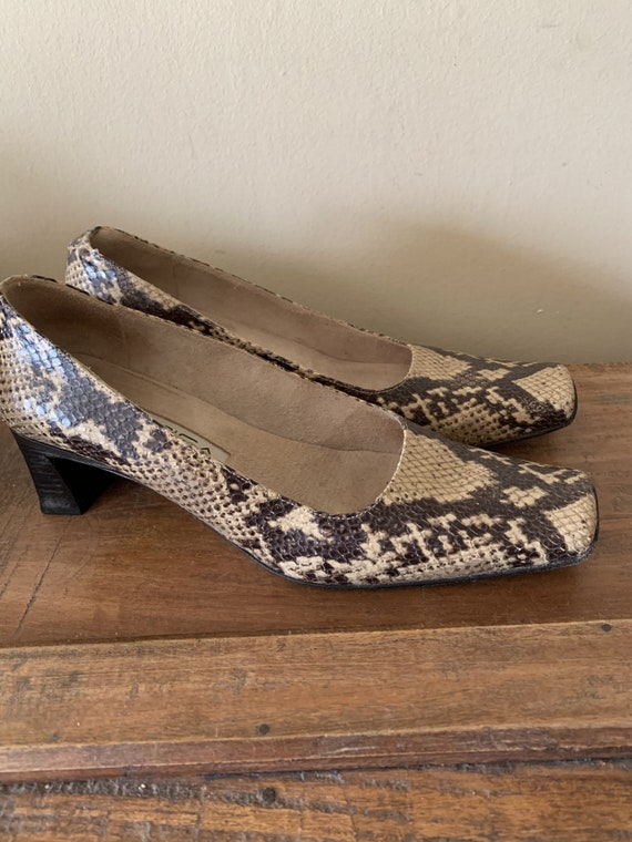 Vintage 1990s Via Spiga, Snakeskin Pumps, 90s Sli… - image 1