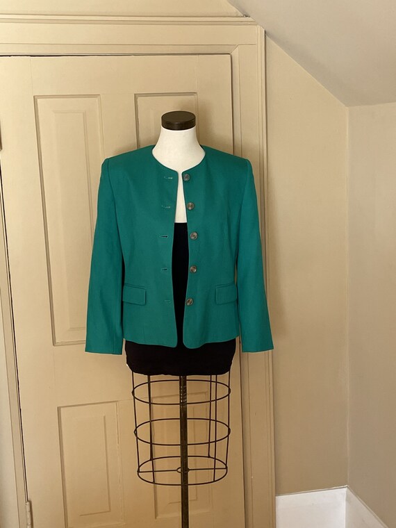 Talbots Vintage 90s Green Blazer, 1990s Fitted Spring Blazer