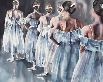 Ballerina Original painting. "Our Moment" ORIGINAL WATERCOLOUR ballerina painting. Ballet painting large. 25" x 27"