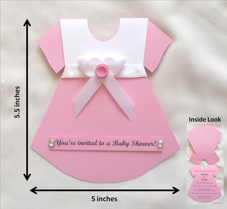 Handmade Baby Shower Dress Invitation Card Etsy