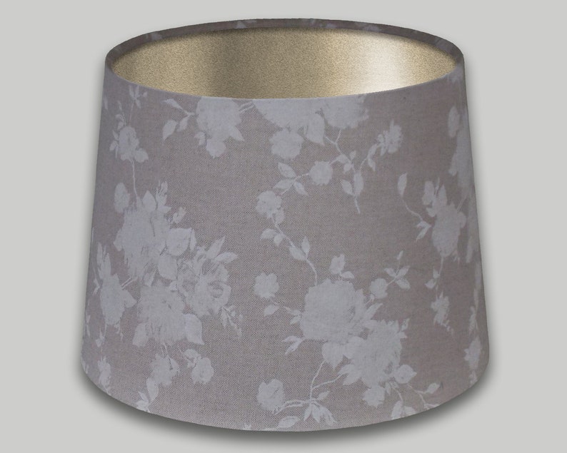 Beige White Rose Fl French Drum Lamp Shade Tapered Image 0
