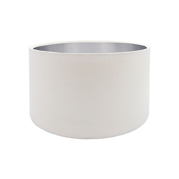 White Drum Lampshade Brushed Silver Inner Lightshade Lamp White Drum Lampshade Brushed Silver, White Drum Lamp Shade