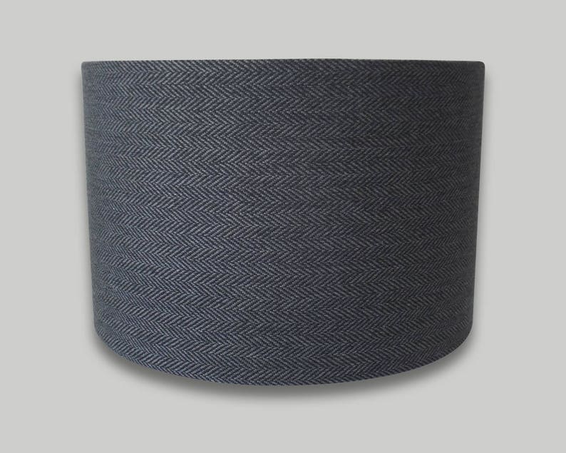 Dark Grey Herringbone Drum Lampshade 20cm 25cm 30cm 35cm 40cm Image 0