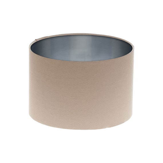 Dark Beige Drum Lampshade Brushed Silver Inner Lightshade Lamp Dark Beige Drum Lampshade Brushed, Beige Drum Lamp Shade