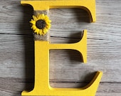 Decorated Sunflower Themed Freestanding Wooden Letter