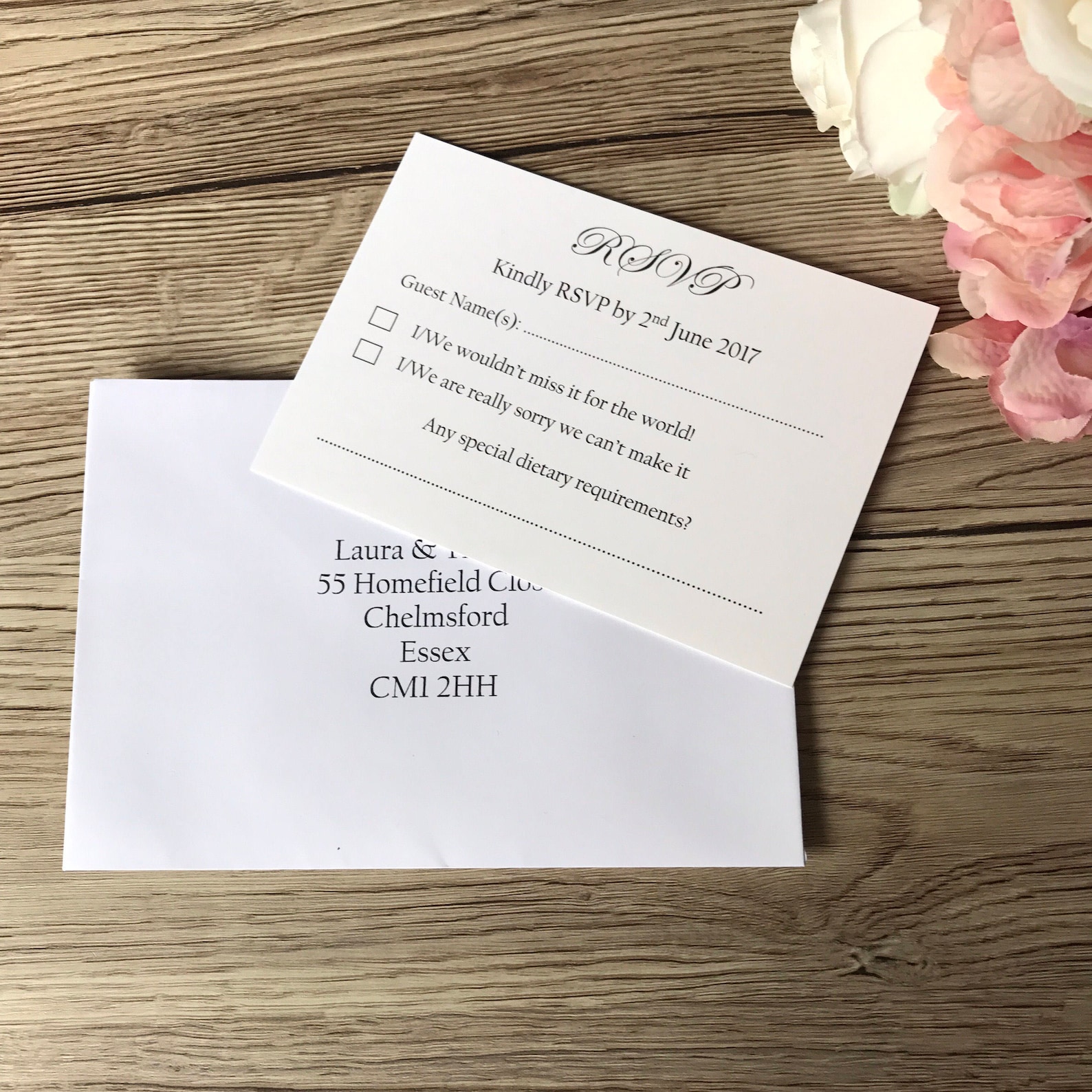 Printed Rsvp Card and Envelope Set Etsy