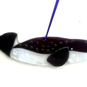 fused glass Suncatcher Clear hanging glass Whale