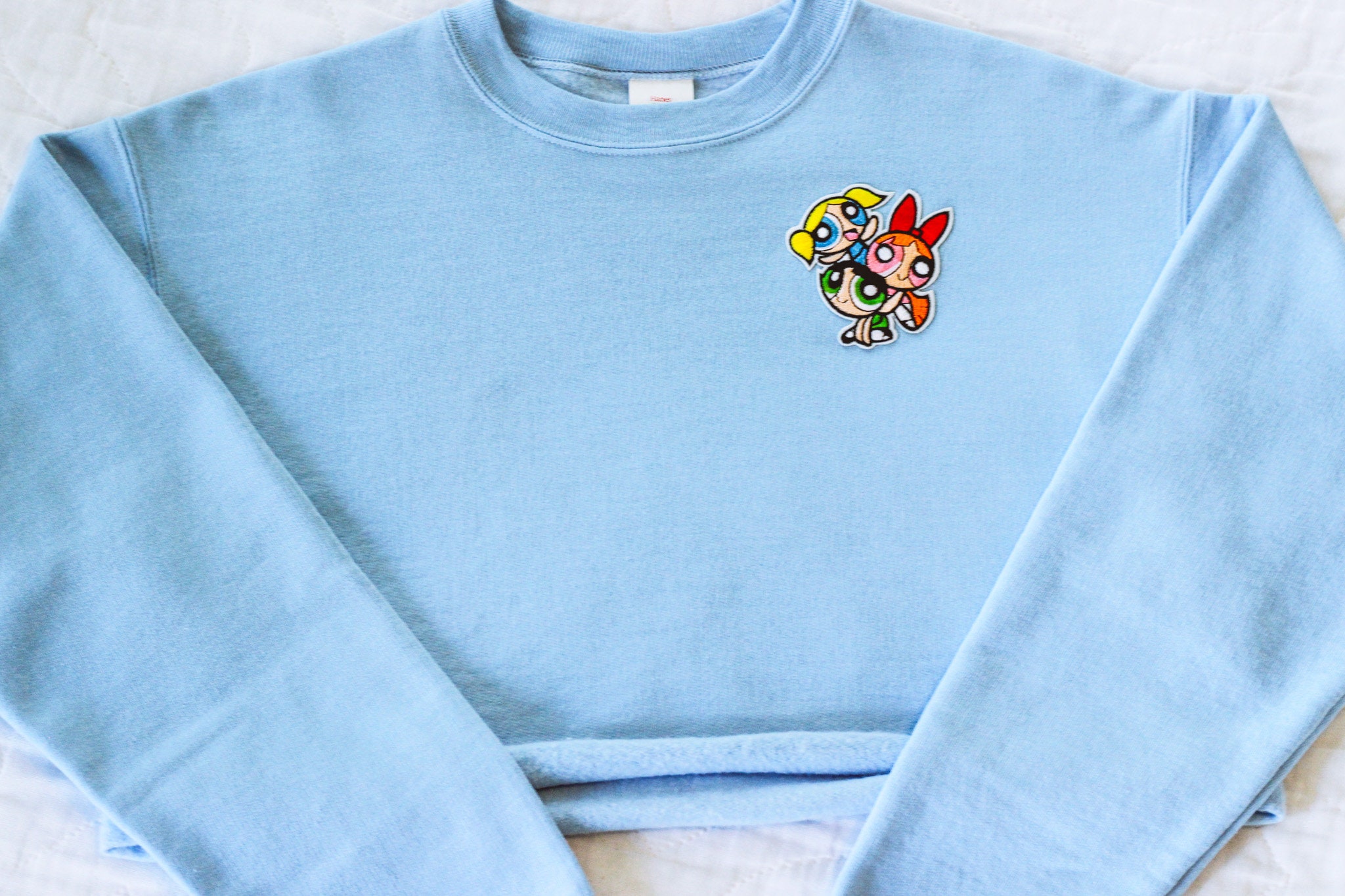 Nostalgia Cropped Sweatshirt Powerpuff Girls Powder Blue