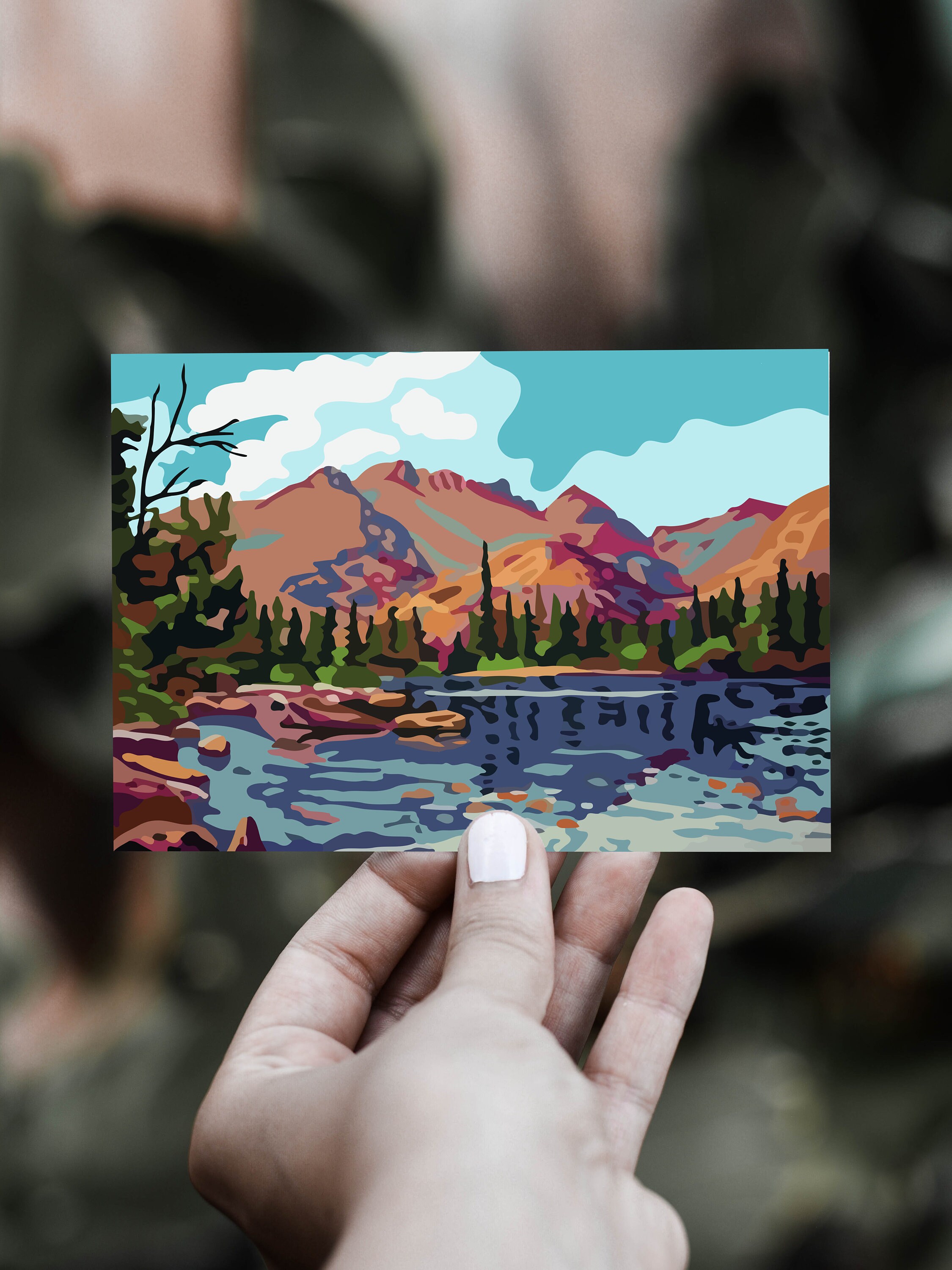 Abstract Mountains Paint by Number style Art Print Printable Etsy