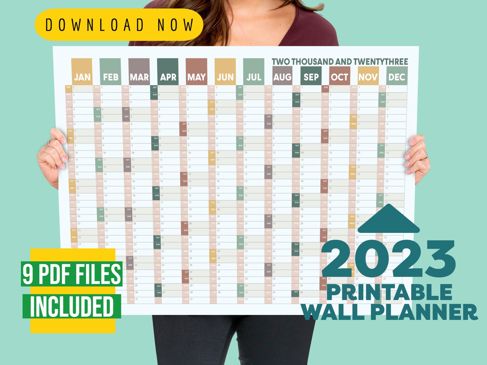 Printable 2023 Large Format Wall Planner Home Office Work Etsy Ireland