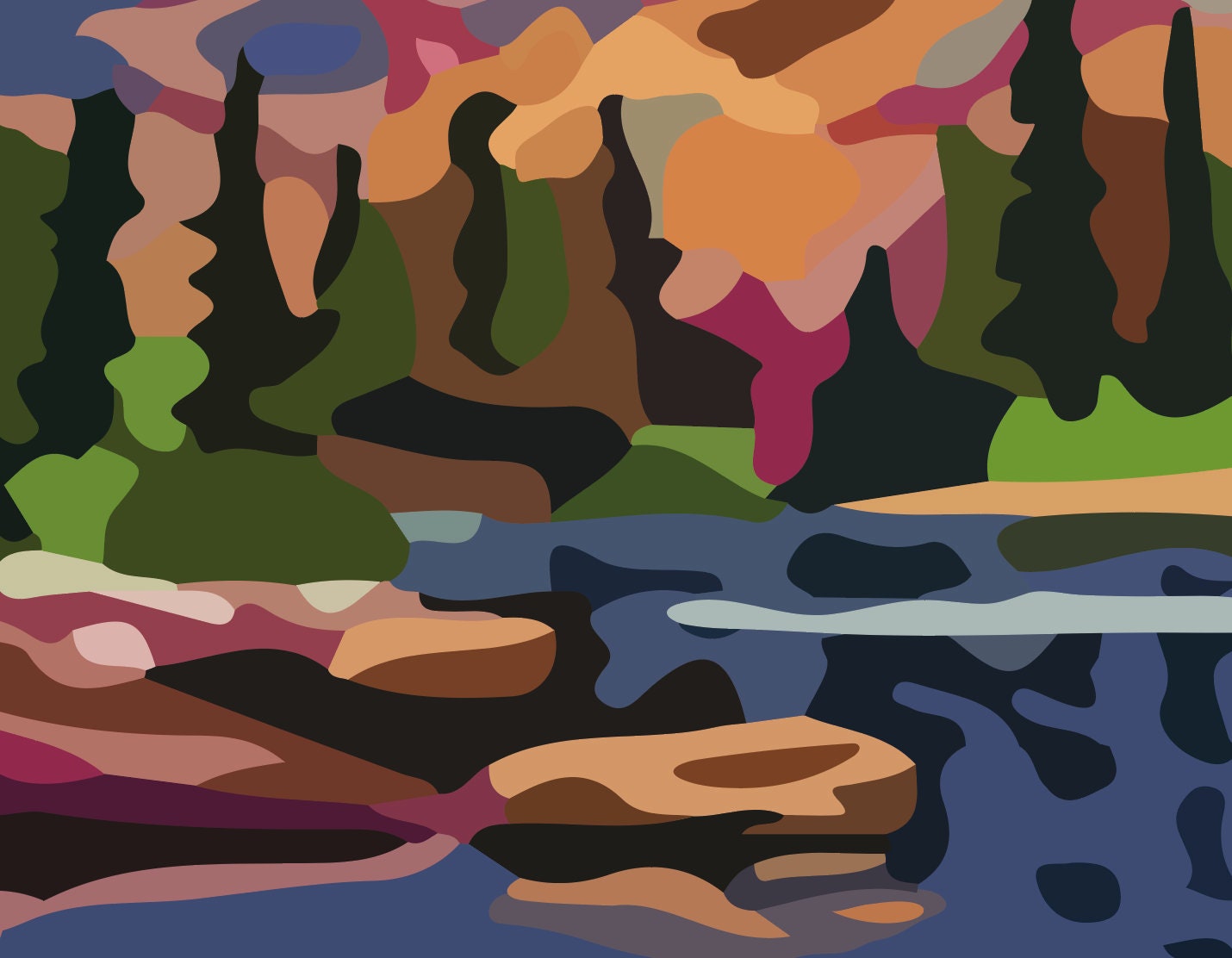 Abstract Mountains Paint by Number style Art Print Printable Etsy