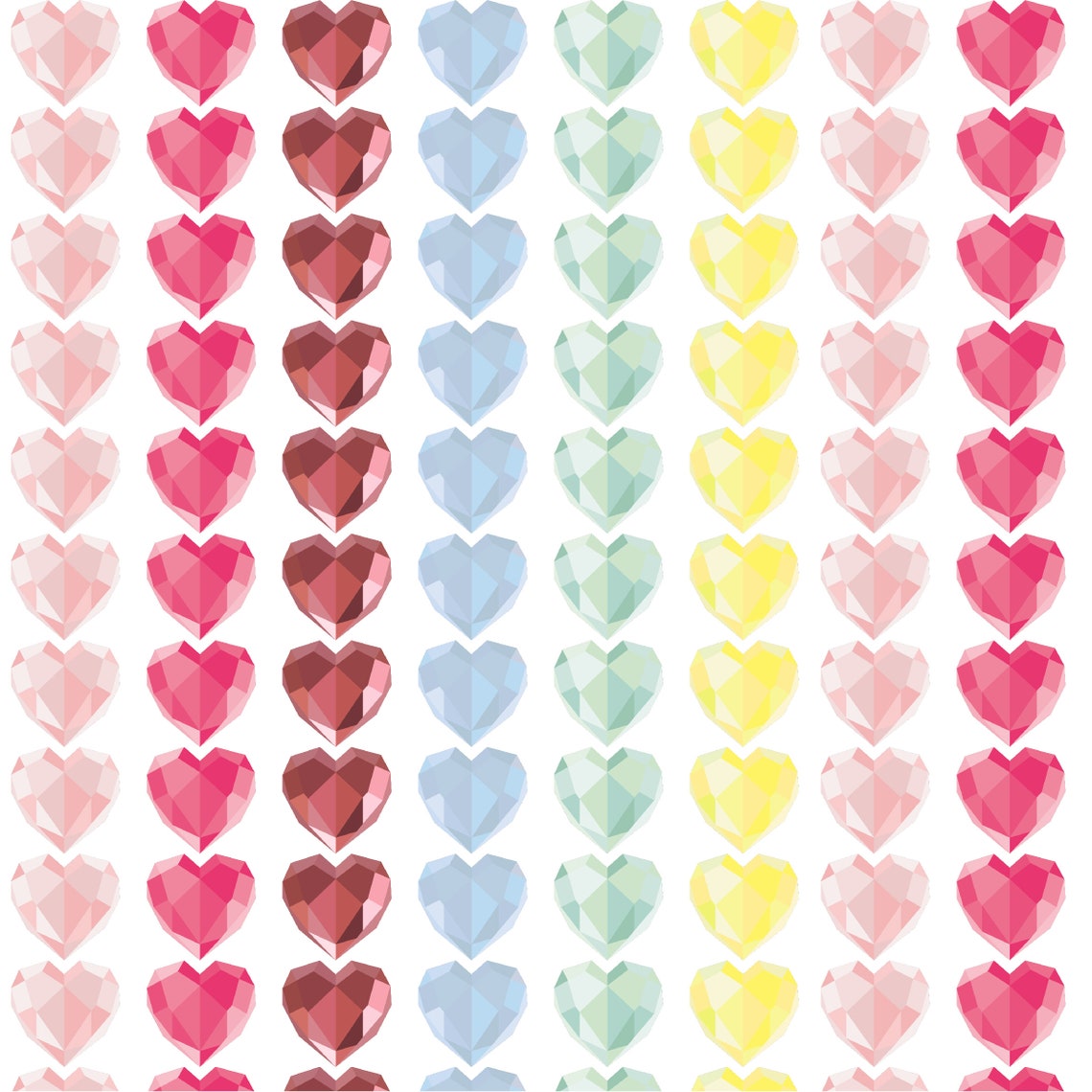 Geo Hearts Clipart set 6 colours Geometric lowpoly images Etsy