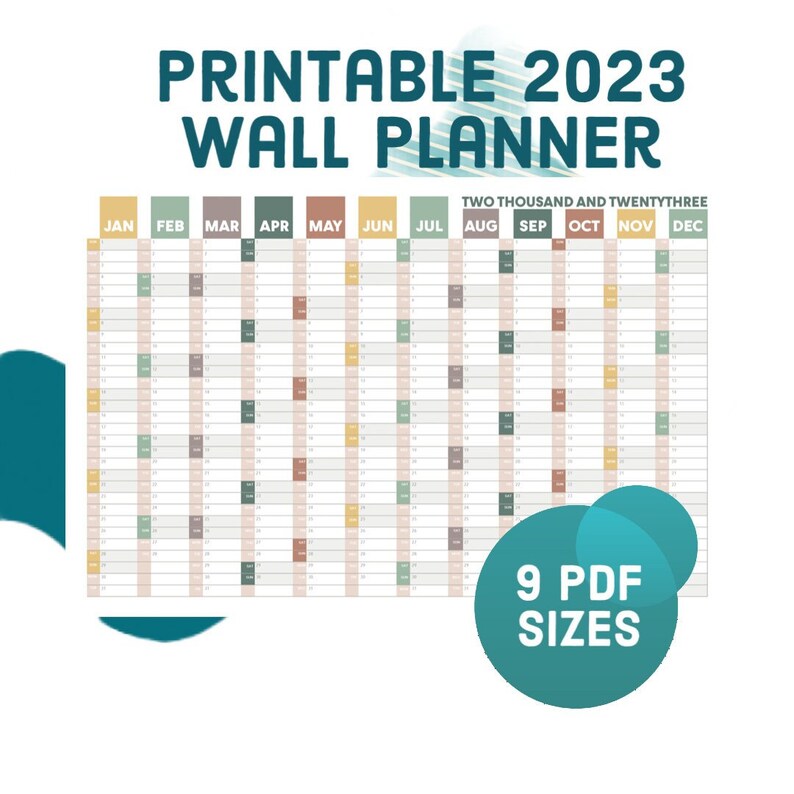 Printable 2023 Large Format Wall Planner Home Office Work Etsy