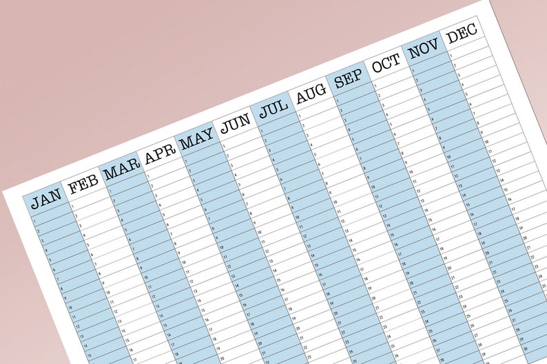 Large Size Printable PDF Perpetual Yearly Wall Planner Home | Etsy