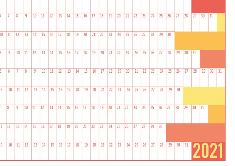 Printable Wall Planner Calendar 2021 in large format 8 PDF ...