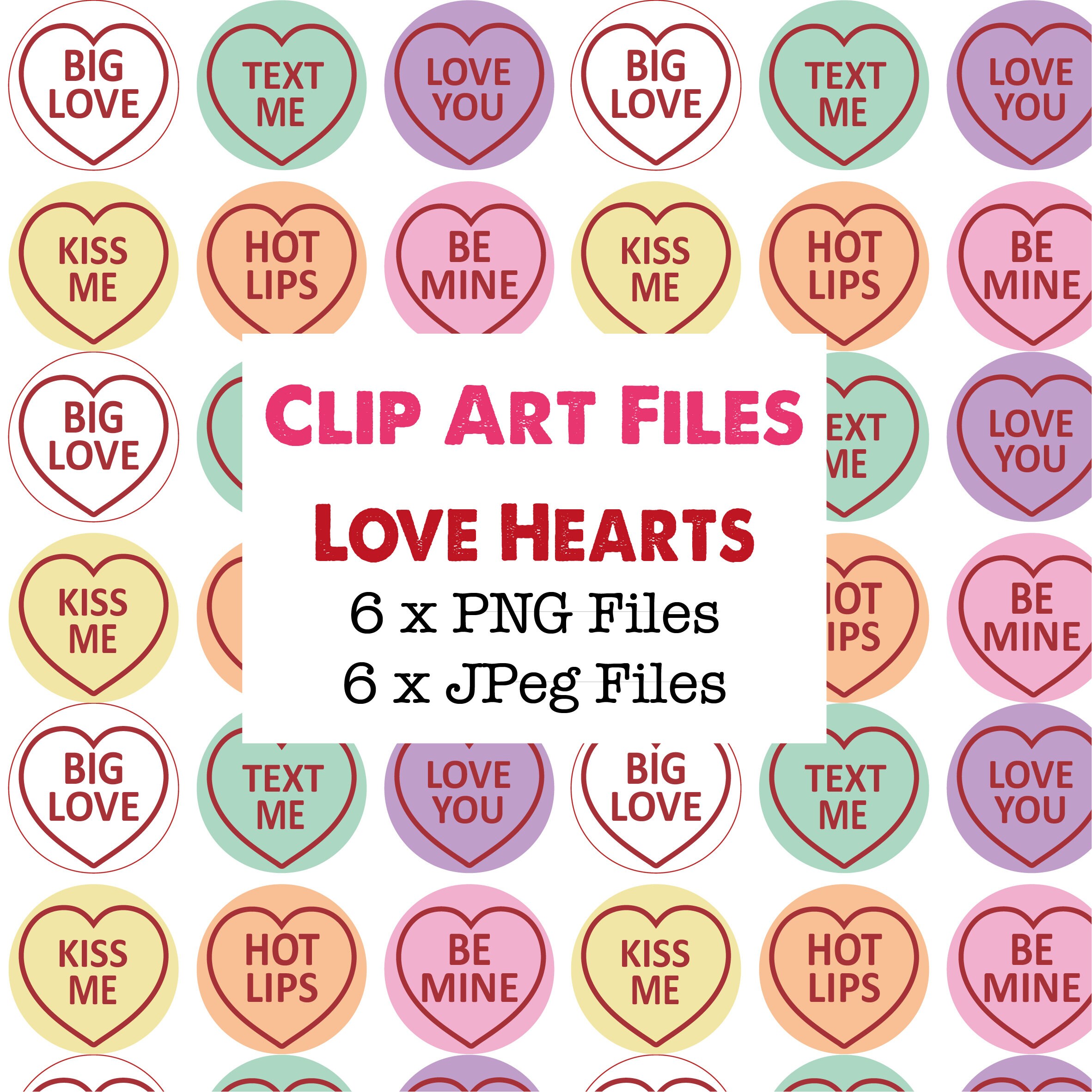 Conversation Heart Clipart Rainbow Valentine Candy Heart