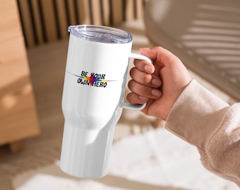 Be your own hero Pride Travel mug with a handle