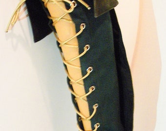 Green micro suede laced up Spats / boot covers / gaiters