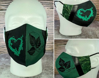 Ivy inspired themed Face mask. Green & Black