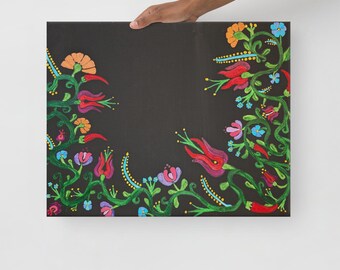 Hungarian Floral painting Thin canvas