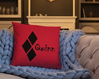 Quinn of Diamonds Red n Black Basic Pillow