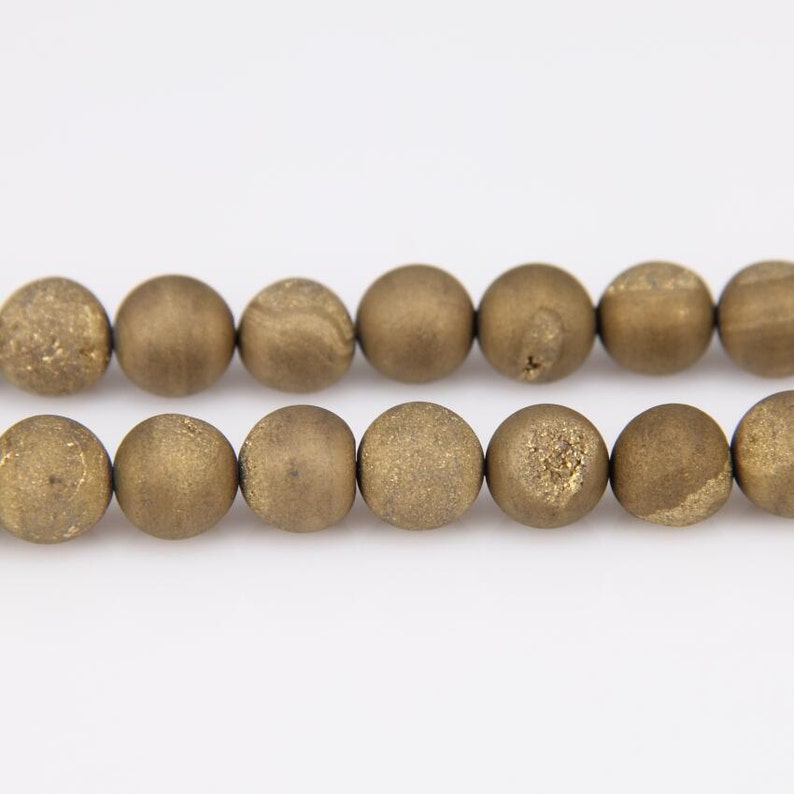 Metallic Titanium Coated Natural Matte Agate Quartz Druzy Round Beads 6mm ~ 12mm