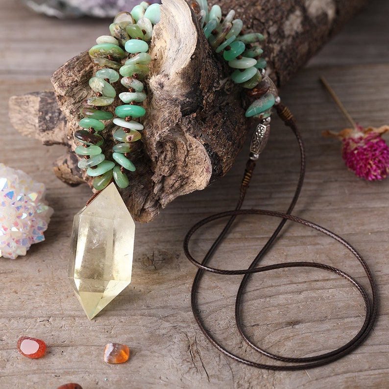 Heishi Beads Simple Necklace,Australian Jade Necklace,Healing Quartz Citrine Necklace,Crystal Necklace,Leather Rope Necklace,Gift for her
