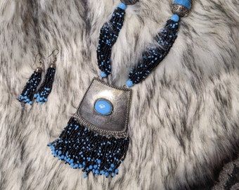 Vintage Turquoise Beaded Jewelry Set