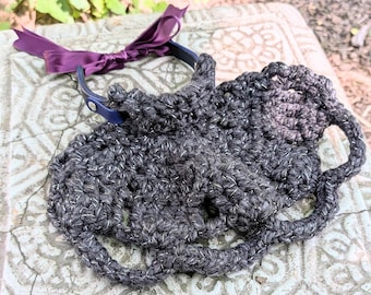Crocheted Lace Scarflet, "Cavalier" Gothic Royalcore, Handmade