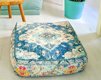 Bohemian Floor Cushion Cover: Printed Cotton Meditation Pillow