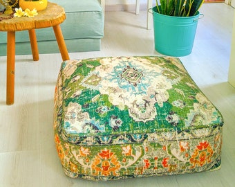 Boho Floor Cushion Cover: Moroccan Square Pouf Ottoman
