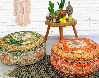 Bohemian Floor Cushion Covers (Set of 2): Printed Cotton Meditation Pillow Case