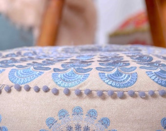 Moroccan Style Pouf – Stuffed Cotton Mandala Embroidered Floor Pillow