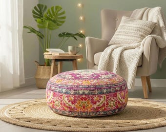 Capa de almofada de chão Boho: almofada quadrada de algodão estampada para meditação (61 x 20 cm)