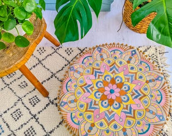 Handmade Mandala Pouf Cover – Cotton Boho Floor Cushion & Meditation Pillow