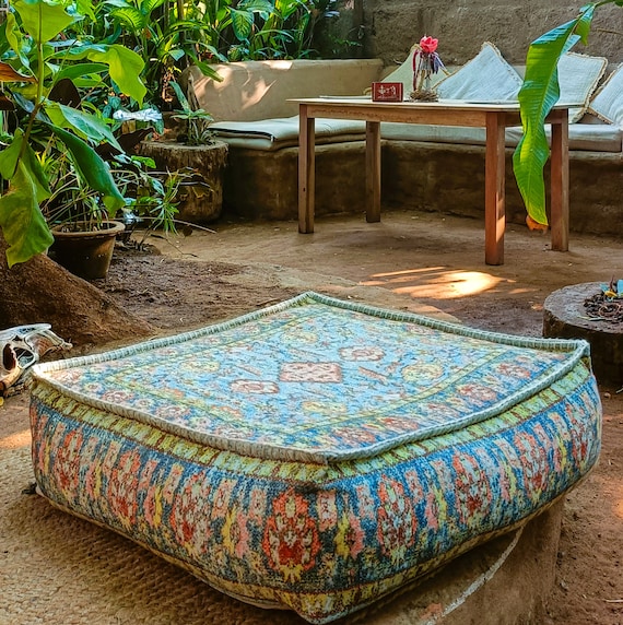 Bohemian Yoga Décor Pouf Ottoman Cover Large Round Yoga Floor