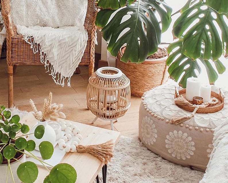 Boho Mandala Pouf Cover – Cotton Round Floor Pillow for Meditation & Room Decor 92