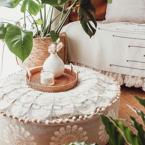 Housse de pouf bohème en coton : coussin de méditation bohème chic
