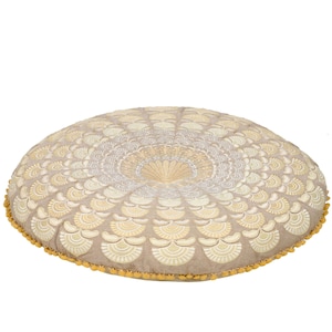 Mandala Floor Cushion Cover- Artisan Room Décor Pouf Case for Meditation, Yoga, and Boho Chic Seating Area Floor Pillow