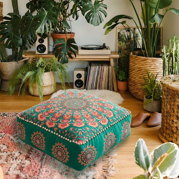 Meditationskissenbezug aus Samt – Boho-Bodenkissen für Entspannungsbereiche