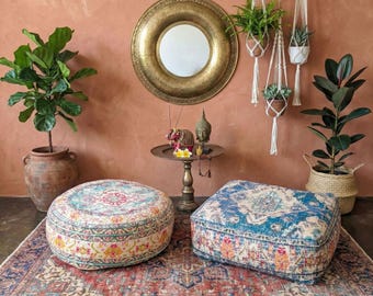 Bohemian Floor Cushion Cover: Accent Pouf Ottoman Foot Stool Living Room Decor Furniture