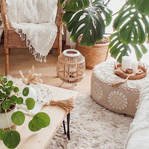 Pouf imbottito grande, cuscini rotondi da pavimento per la cameretta dei bambini, arredamento boho, cuscino mandala, pouf, arredamento vintage
