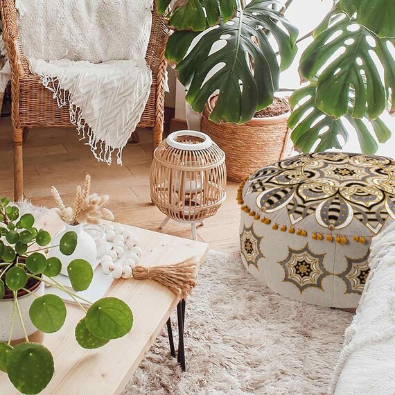 Bohemian pouf ottoman deals