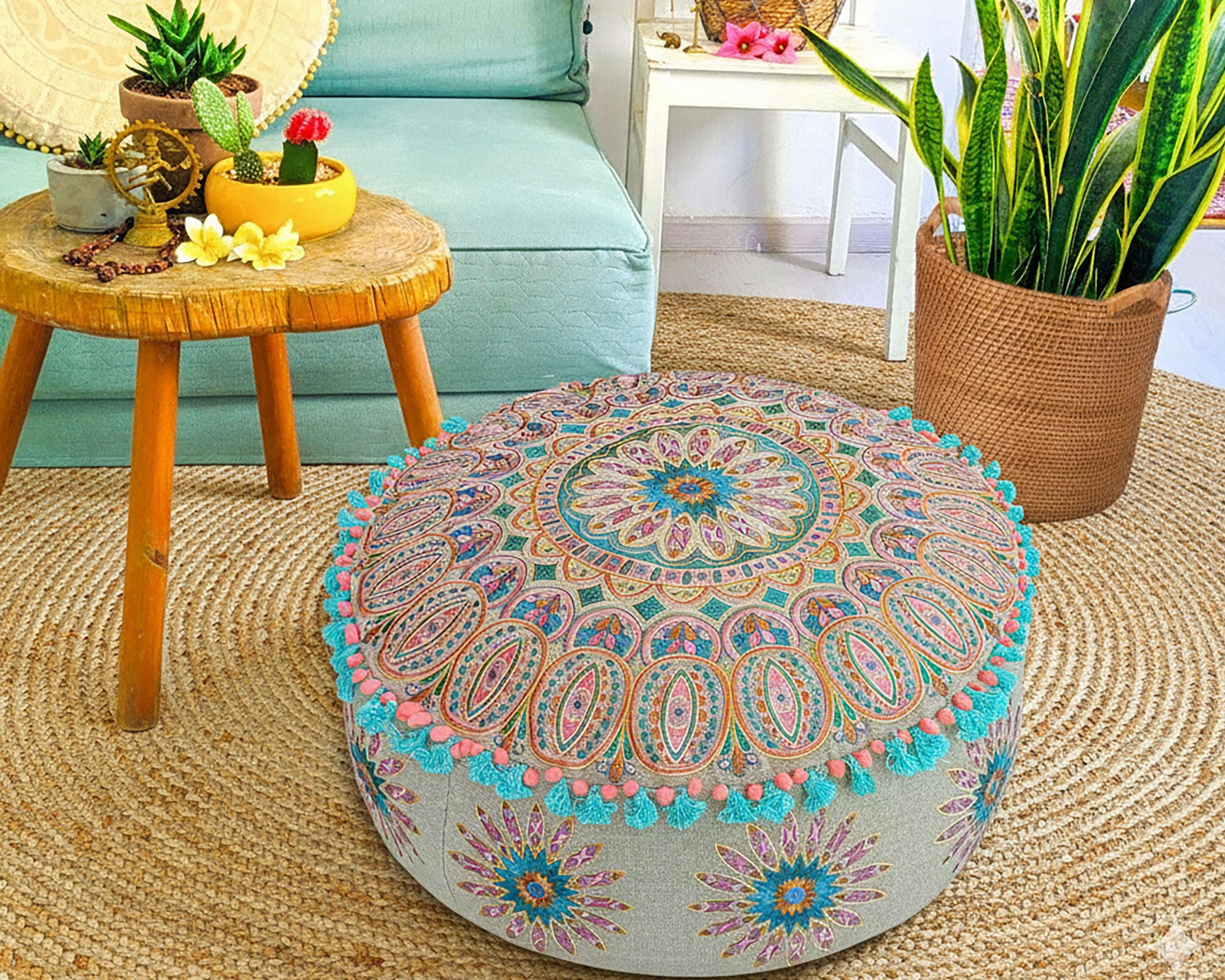 Copripiumino Quadrato Mandala Hippie Indiano Per Pouf O Per Letto Per Cani