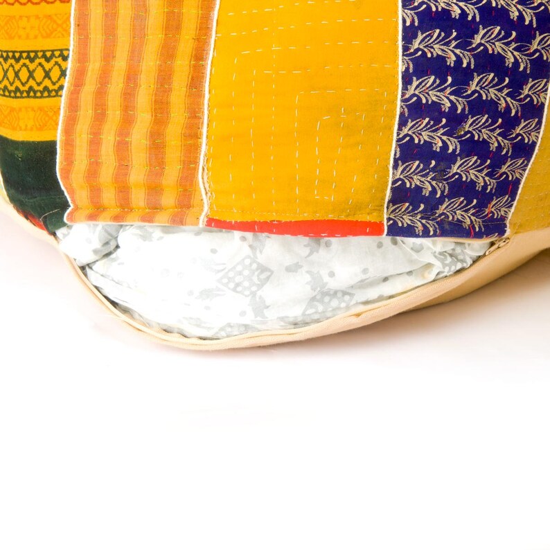 Vintage Pouf Ottoman Slipcover: Artisan Handmade Boho Chic Pillow Foot Rest Cushion image 5