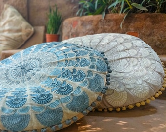 ronde vloerkussens meditatiekussen boho kamerinrichting yogastudio kinderkamer slaapkamer
